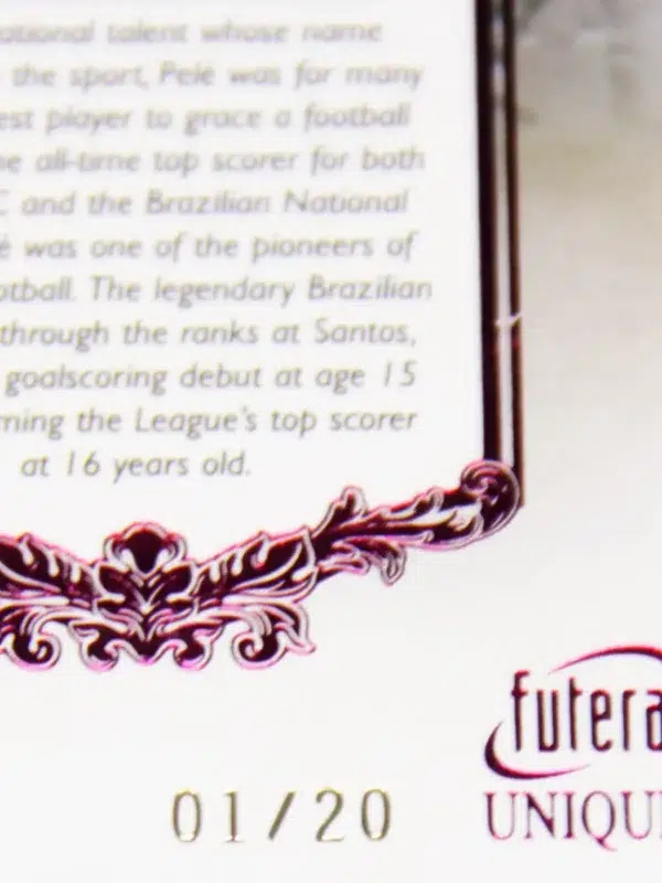 2023 Pele #112 Futera Unique World Football The Greats Ruby SN#01 - detail