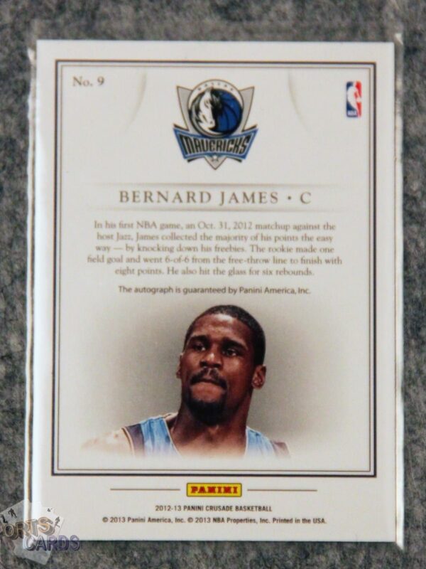 2012-13 Bernard James #9 Panini Crusade Quest Autographs-back