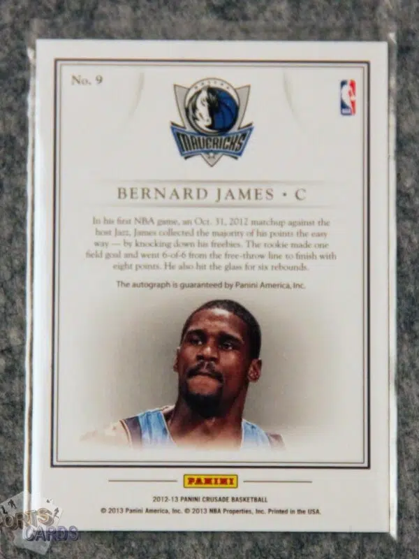 2012-13 Bernard James #9 Panini Crusade Quest Autographs-back