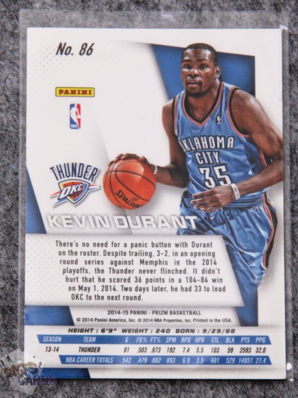 2014-15 Kevin Durant #86 Panini Prizm-back