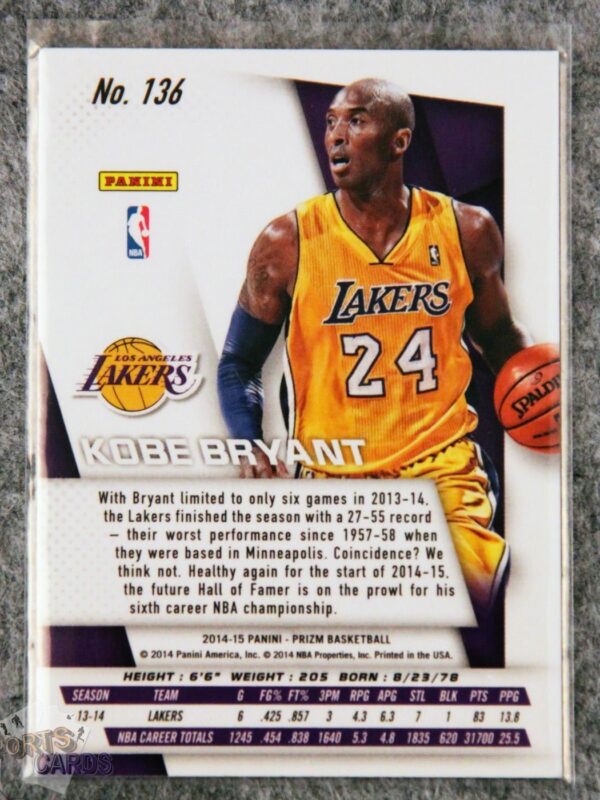 2014-15 Kobe Bryant #136 Panini Prizm-back