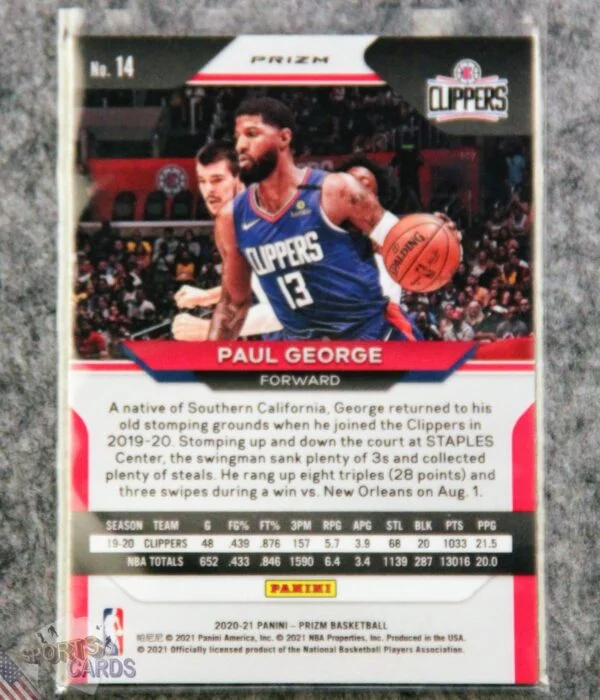 2020-21 Paul George #14 Panini Prizm Silver-back