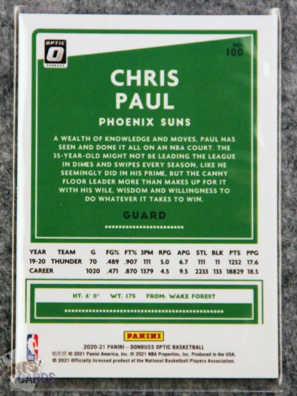 2020-21 Chris Paul #100 Panini Donruss Optic-back