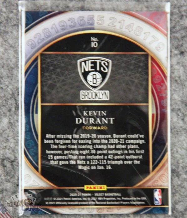 2020-21 Kevin Durant #10 Panini Select Numbers-back