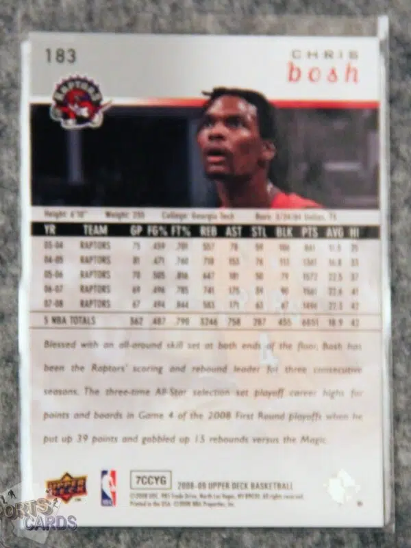 2008-09 Chris Bosh #183 Upper Deck-back