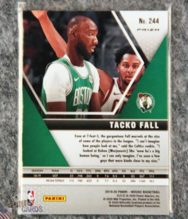 2019-20 Tacko Fall #244 Panini Mosaic Green Prizm RC-back