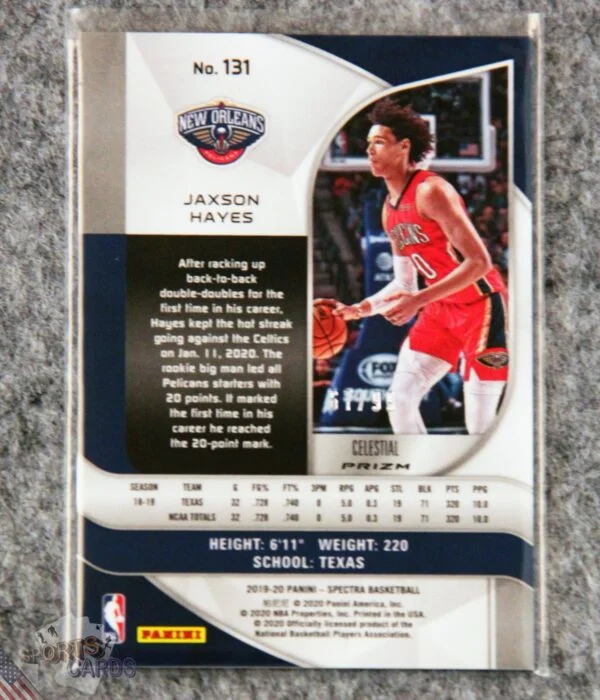 2019-20 Jaxson Hayes #131 Panini Spectra Celestial Prizm RC /99-back