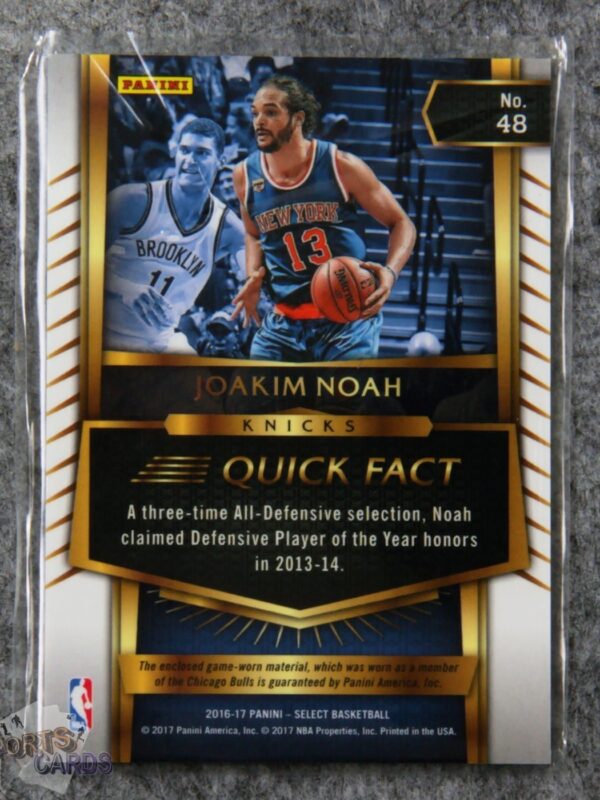 2016-17 Joakim Noah #48 Panini Select Relic-back