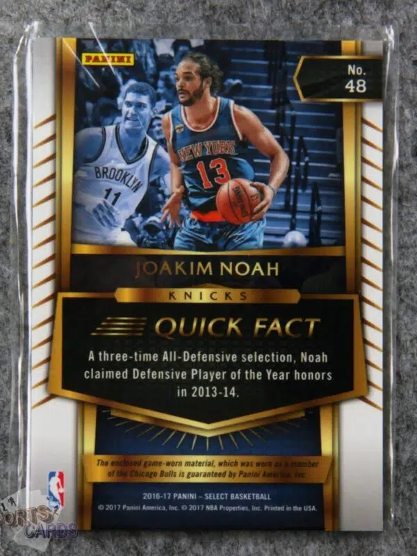2016-17 Joakim Noah #48 Panini Select Relic-back