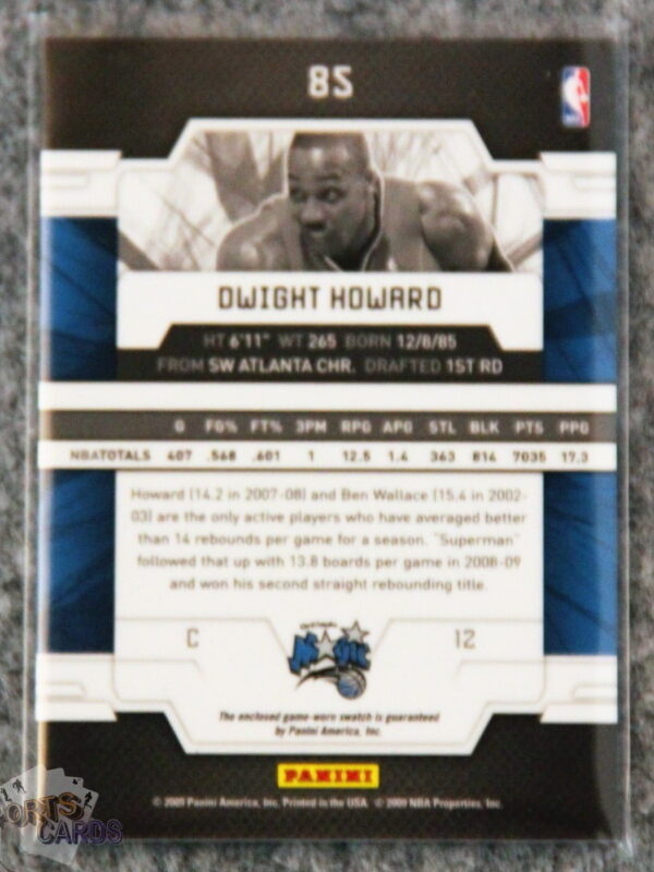 2009-10 Dwight Howard #85 Panini Donruss Elite Jerseys Prime /99-back
