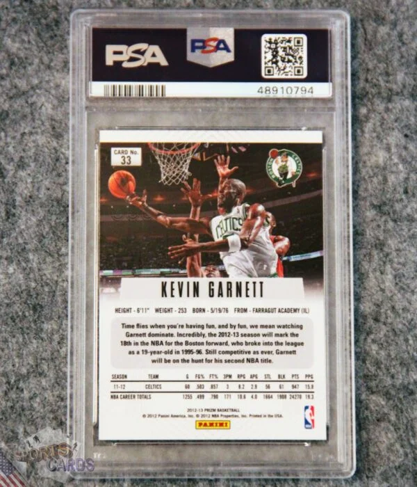 2012-13 Kevin Garnett #33 Panini Prizm PSA 8 NM-MT-back