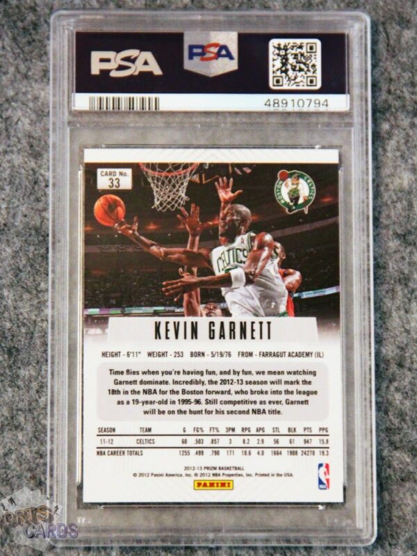 2012-13 Kevin Garnett #33 Panini Prizm PSA 8 NM-MT-back