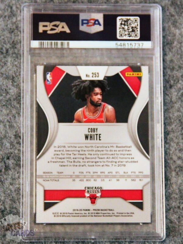 2019-20 Coby White #253 Panini Prizm RC PSA 10 GEM MT-back