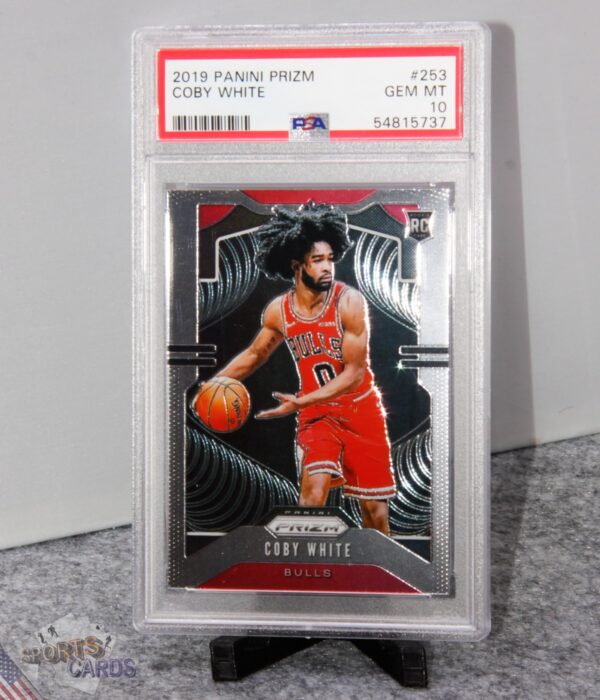 2019-20 Coby White #253 Panini Prizm RC PSA 10 GEM MT-stand