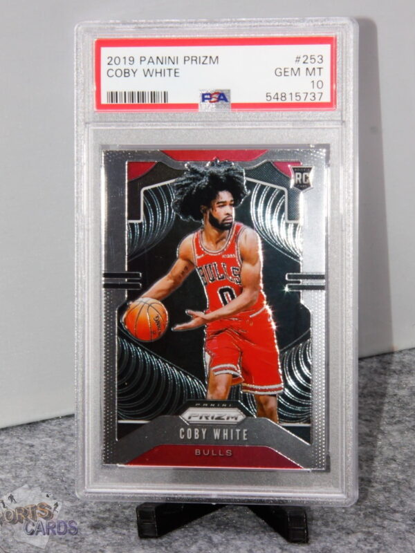 2019-20 Coby White #253 Panini Prizm RC PSA 10 GEM MT-stand