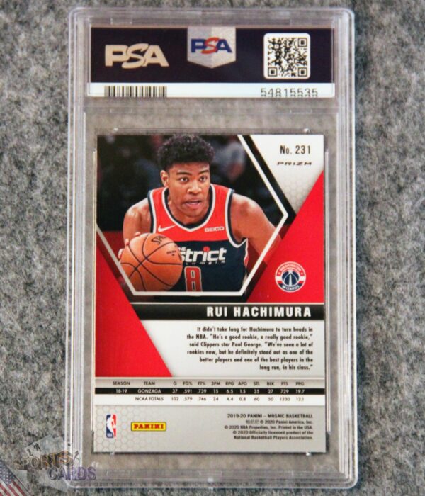 Alternative view of 2019-20 Rui Hachimura #231 Panini Mosaic Red Green Choice RC PSA 9 MINT