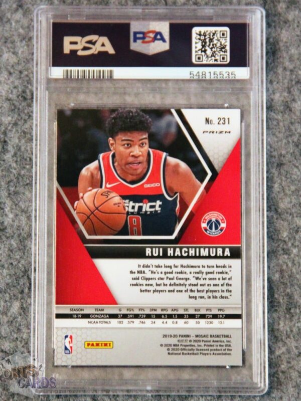 2019-20 Rui Hachimura #231 Panini Mosaic Red Green Choice RC PSA 9 MINT-back