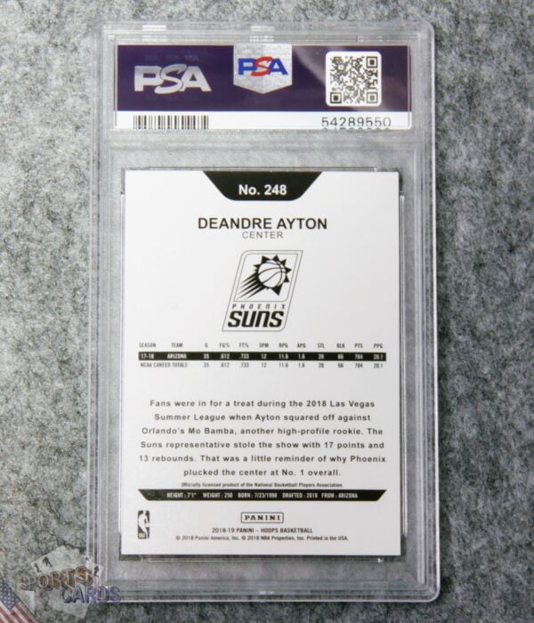 2018-19 DeAndre Ayton #248 Panini Hoops RC PSA 9  MINT-back