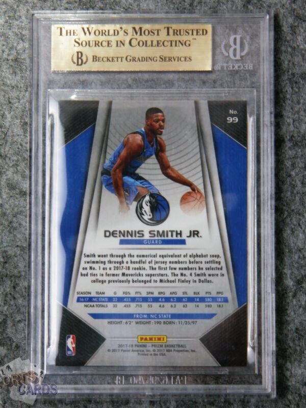 2017-18 Dennis Smith Jr #99 Panini Prizm RC BGS 9.5 GEM MT-back