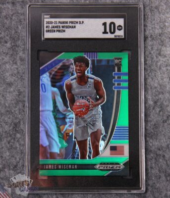 2020-21 James Wiseman #2 Panini Green Prizm Draft Picks RC SGC 10 GEM MT-front