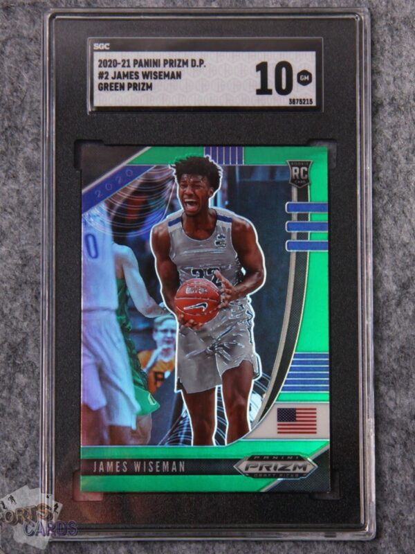 2020-21 James Wiseman #2 Panini Green Prizm Draft Picks RC SGC 10 GEM MT