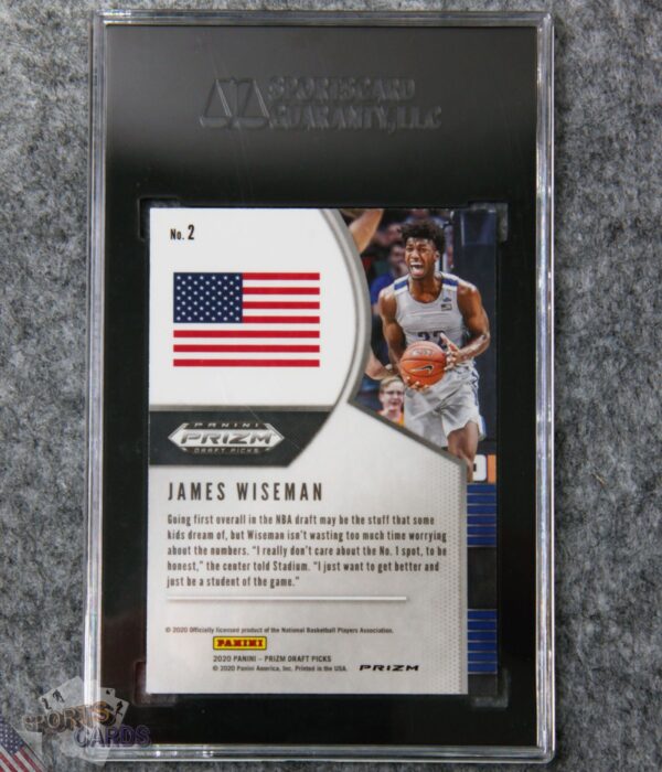 Alternative view of 2020-21 James Wiseman #2 Panini Green Prizm Draft Picks RC SGC 10 GEM MT