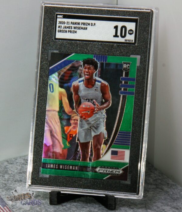 2020-21 James Wiseman #2 Panini Green Prizm Draft Picks RC SGC 10 GEM MT-stand