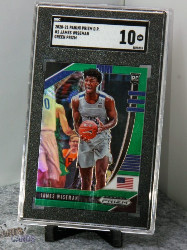 2020-21 James Wiseman #2 Panini Green Prizm Draft Picks RC SGC 10 GEM MT-stand