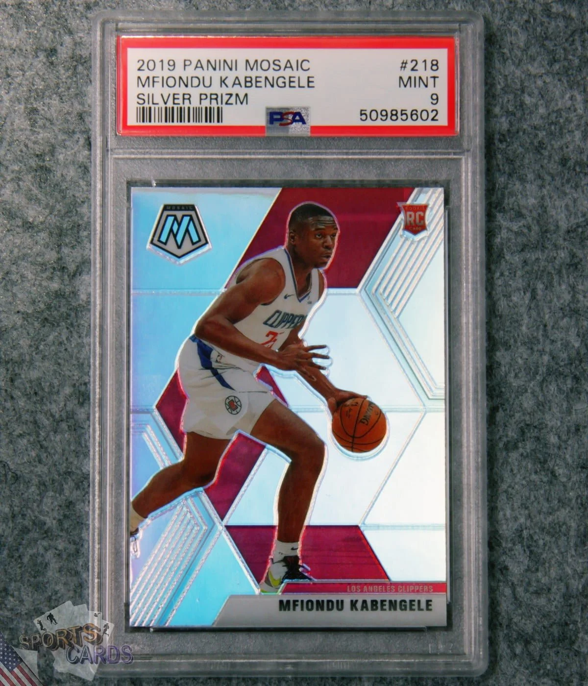 2019-20 Mfiondu Kabengele #218 Panini Mosaic Silver Prizm RC PSA 9 MINT-front