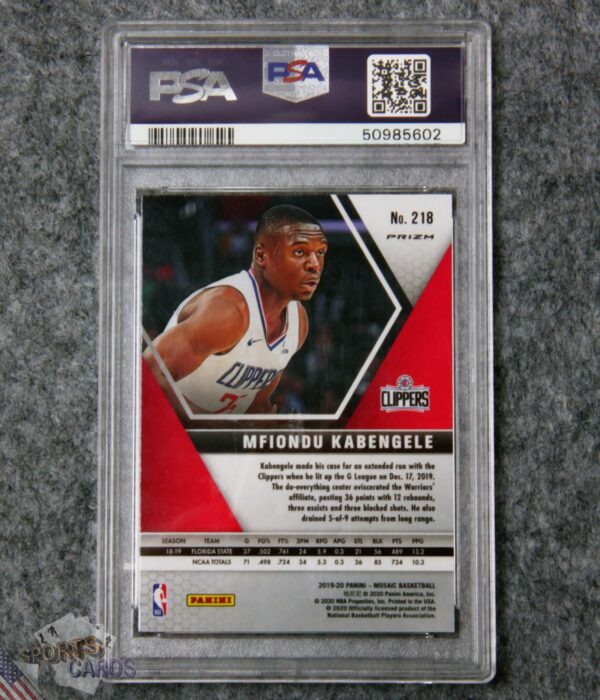 Alternative view of 2019-20 Mfiondu Kabengele #218 Panini Mosaic Silver Prizm RC PSA 9 MINT
