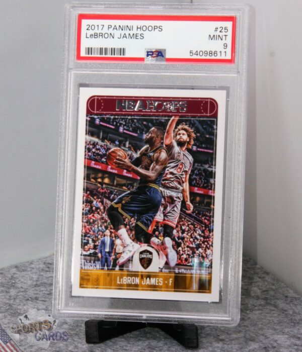 2017-18 LeBron James #25 Panini NBA Hoops PSA 9 MINT-stand