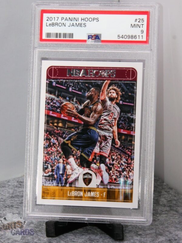 2017-18 LeBron James #25 Panini NBA Hoops PSA 9 MINT-stand