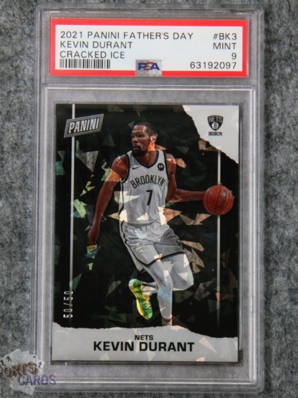 2021-22 Kevin Durant #BK3 Panini Father's Day Cracked Ice PSA 9 MT POP 1