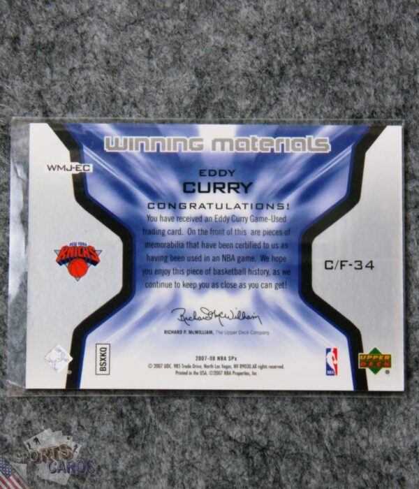 Alternative view of 2007-08 Eddy Curry #WMJ-EC Upper Deck SPx Winning Materials