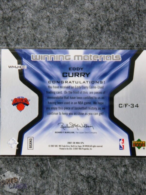 Alternative view of 2007-08 Eddy Curry #WMJ-EC Upper Deck SPx Winning Materials