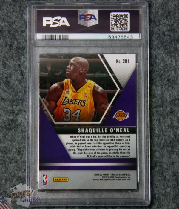 Alternative view of 2019-20 Shaquille O'Neal #281 Panini Mosaic Hall of Fame PSA 10 GEM MT