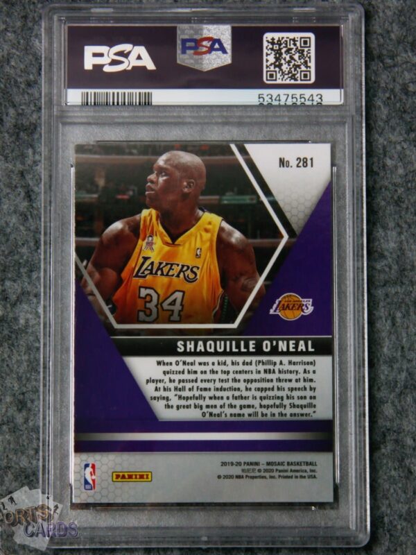 Alternative view of 2019-20 Shaquille O'Neal #281 Panini Mosaic Hall of Fame PSA 10 GEM MT