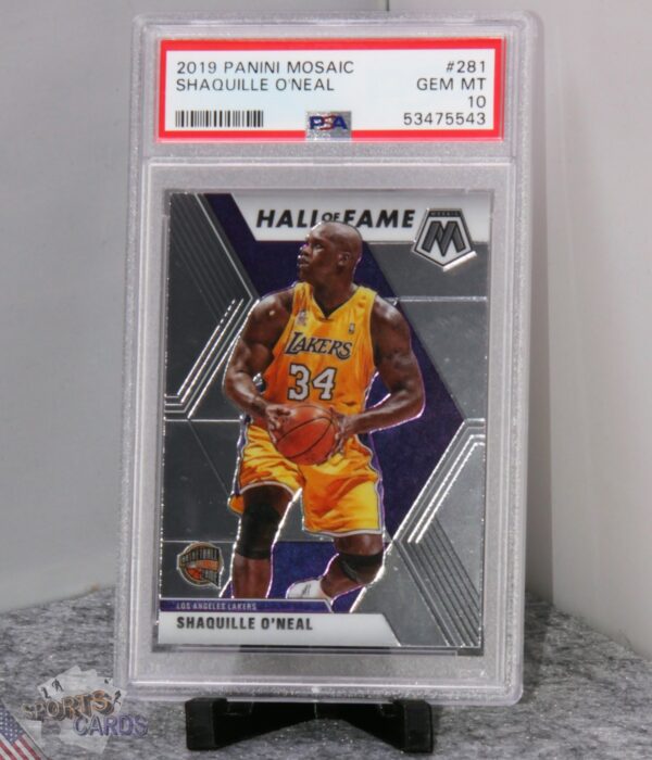 2019-20 Shaquille O'Neal #281 Panini Mosaic Hall of Fame PSA 10 GEM MT-stand