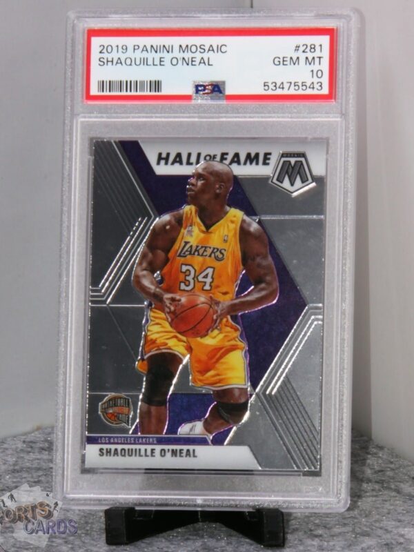 2019-20 Shaquille O'Neal #281 Panini Mosaic Hall of Fame PSA 10 GEM MT-stand