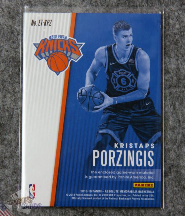2018-19 Kristaps Porzingis #ET-KPZ Panini Absolute Memorabilia /149-back