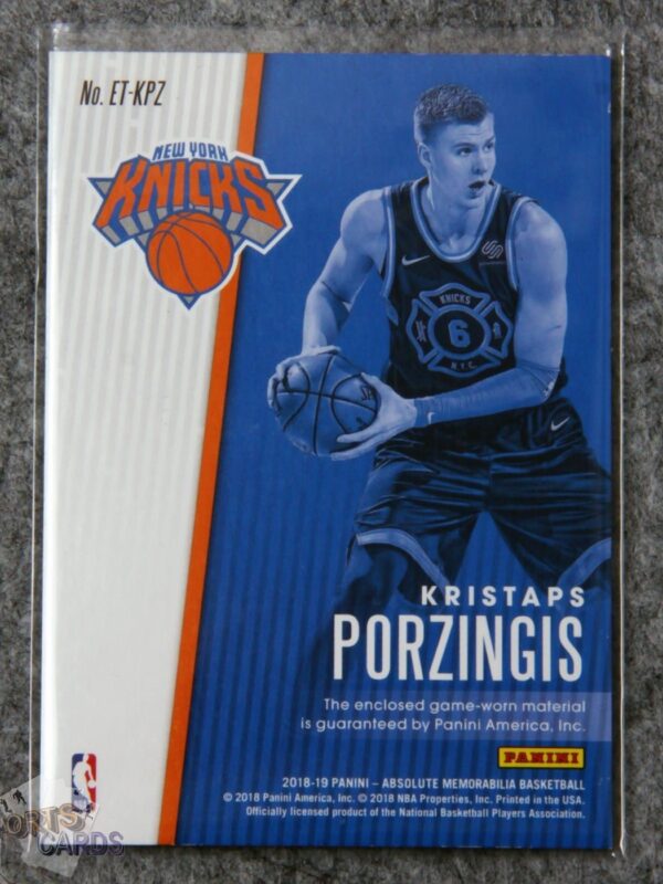 2018-19 Kristaps Porzingis #ET-KPZ Panini Absolute Memorabilia /149-back