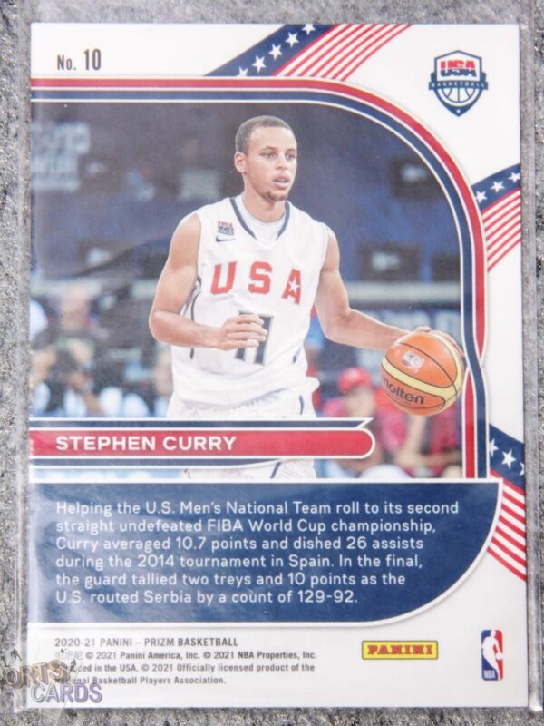 2020-2021 Stephen Curry #10 Panini Prizm Team USA-back