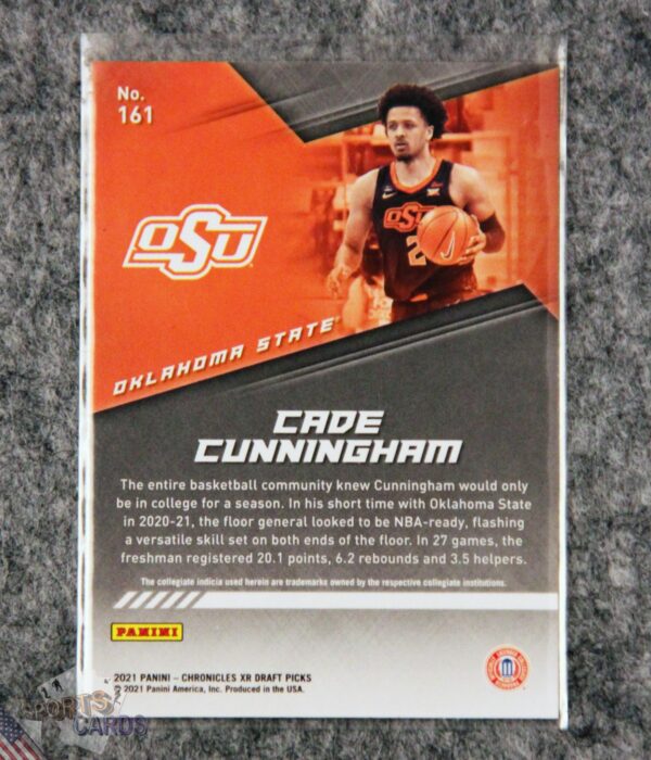 Alternative view of 2021-22 Cade Cunningham #161 Panini Chronicles XR Draft Picks RC