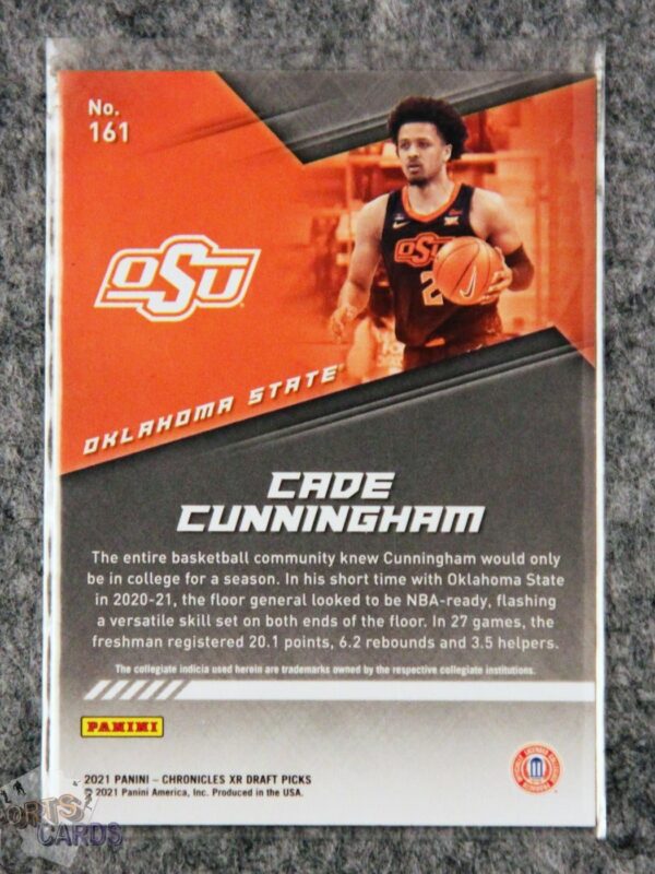 Alternative view of 2021-22 Cade Cunningham #161 Panini Chronicles XR Draft Picks RC
