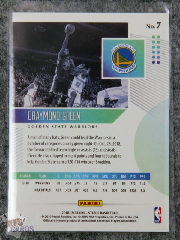 2018-19 Draymond Green #7 Panini Status-back