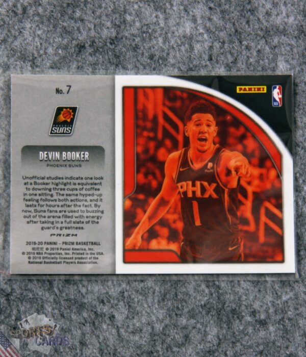 Alternative view of 2019-20 Devin Booker #7 Panini Prizm Get Hyped! Silver Prizm