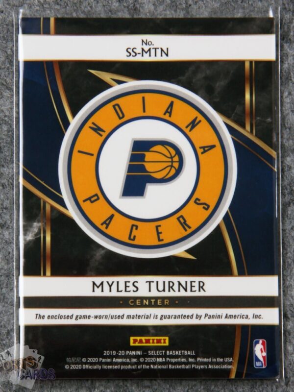 Alternative view of 2019-20 Myles Turner #SS-MTN Panini Select