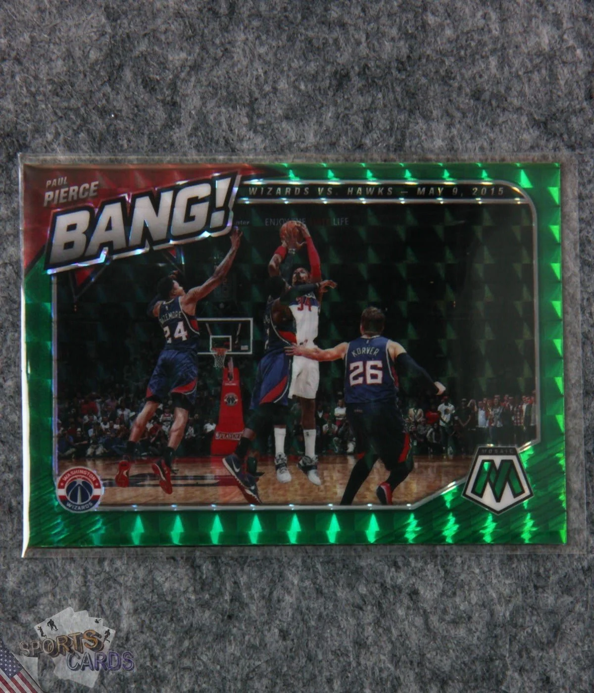 2020-21 Paul Pierce #10 Panini Mosaic Bang! Green Prizm-front