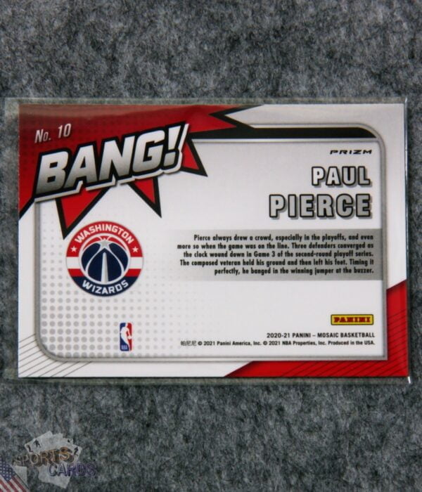 2020-21 Paul Pierce #10 Panini Mosaic Bang! Green Prizm-back