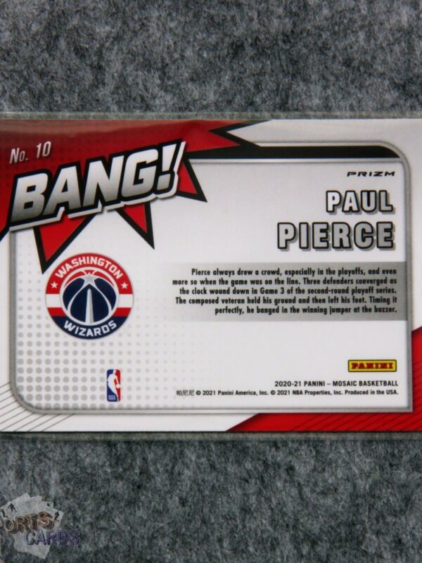 Alternative view of 2020-21 Paul Pierce #10 Panini Mosaic Bang! Green Prizm